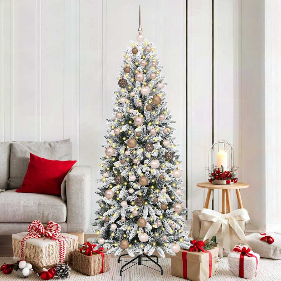 Kunstkerstboom Wit 180 cm PVC en Plastic en Staal en PE