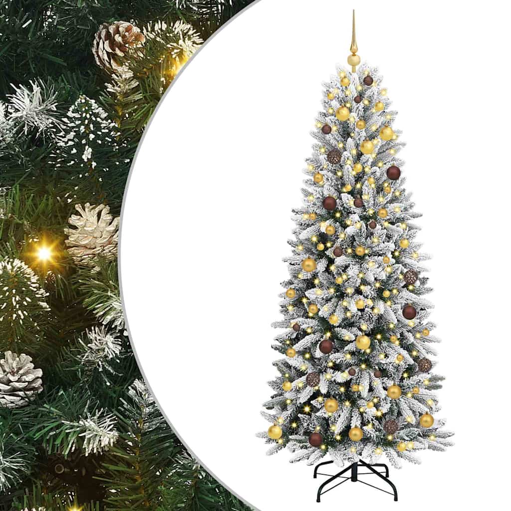 Kunstkerstboom Wit 210 cm PVC en Plastic en Staal en PE
