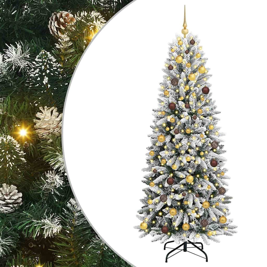 Kunstkerstboom Wit 210 cm PVC en Plastic en Staal en PE