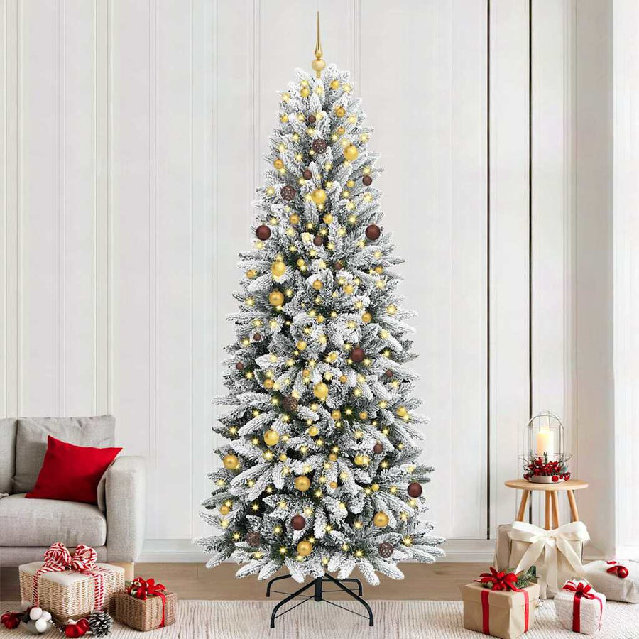 Kunstkerstboom Wit 240 cm PVC en Plastic en Staal en PE