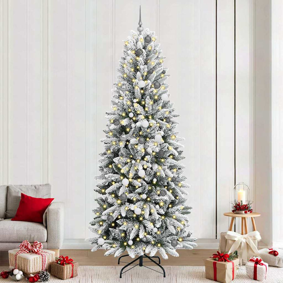 Kunstkerstboom met decoratieve touwlichten Wit 240 cm PVC