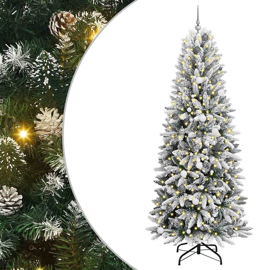 Kunstkerstboom met decoratieve touwlichten Wit 240 cm PVC