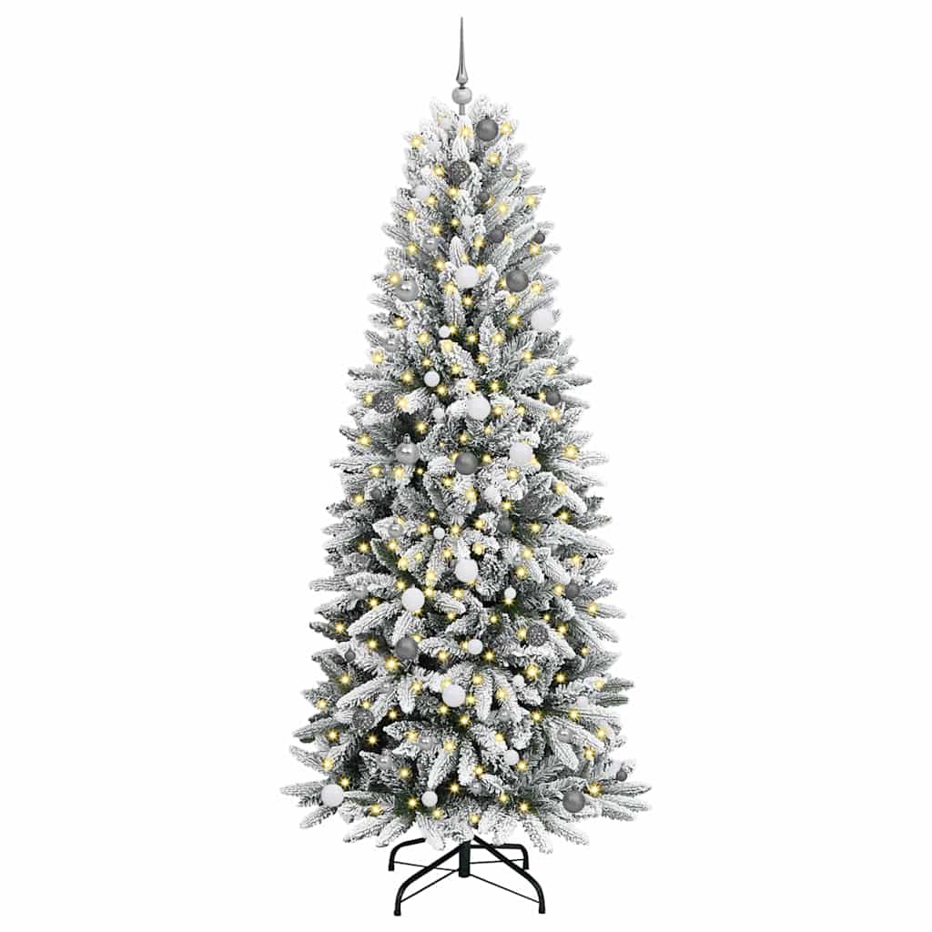 Kunstkerstboom met decoratieve touwlichten Wit 240 cm PVC
