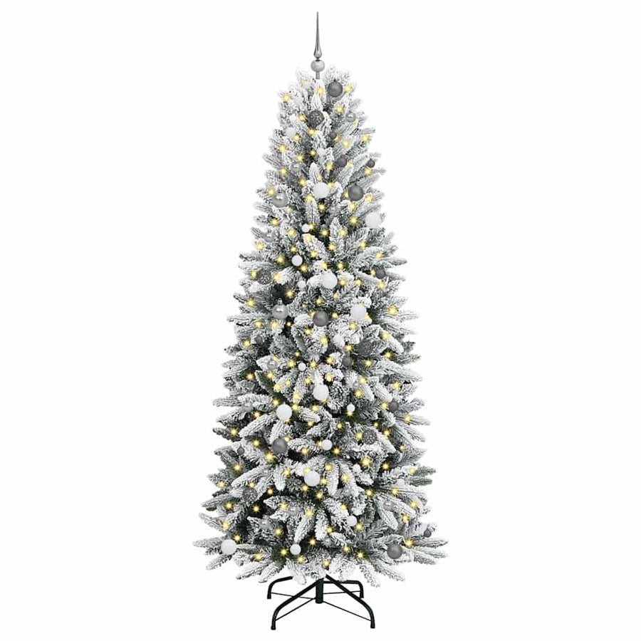 Kunstkerstboom met decoratieve touwlichten Wit 240 cm PVC