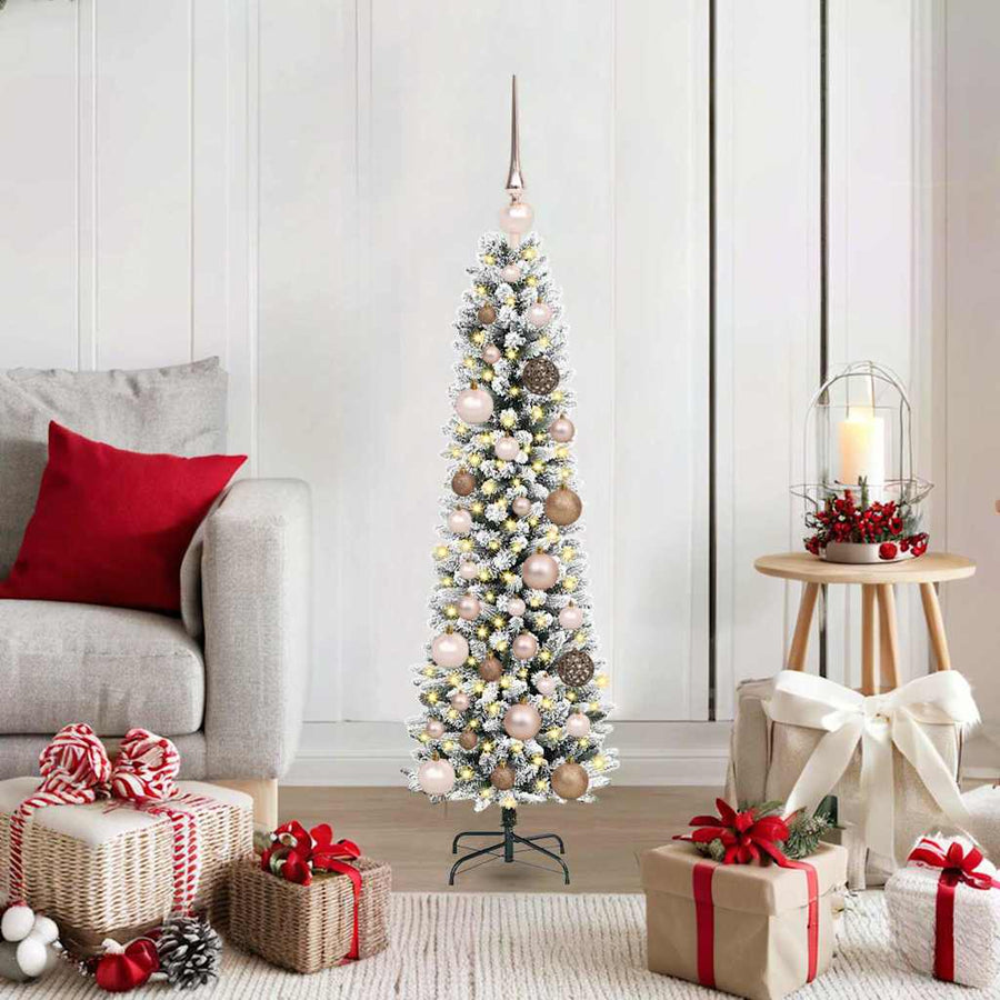 Kunstkerstboom met 150 LED Wit 120 cm PVC en Metaal en Plastic