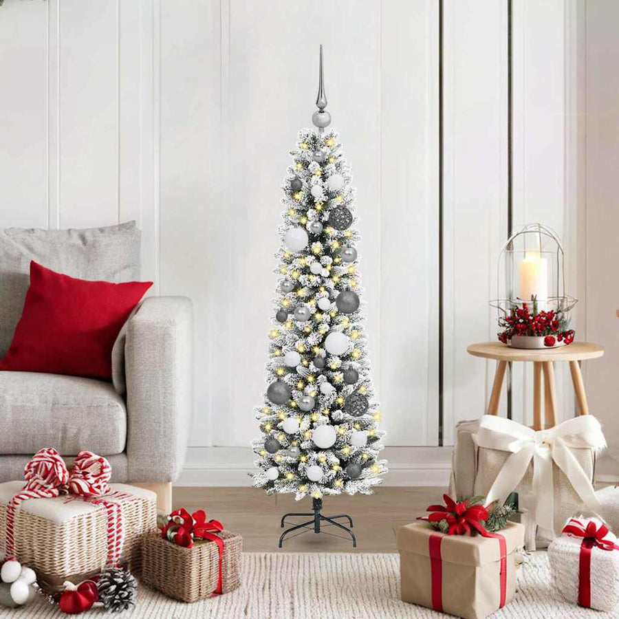 Kunstkerstboom Wit 120 cm PVC en Metaal en Plastic