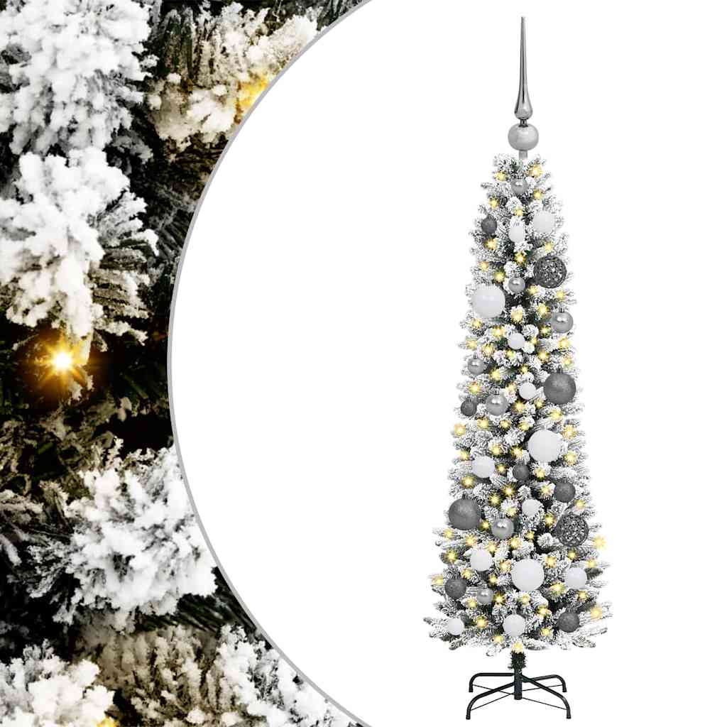 Kunstkerstboom met 150 LED Wit 120 cm PVC en Metaal en Plastic