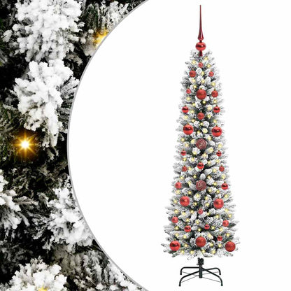 Kunstkerstboom Groen en wit 120 cm PVC en Metaal en Plastic