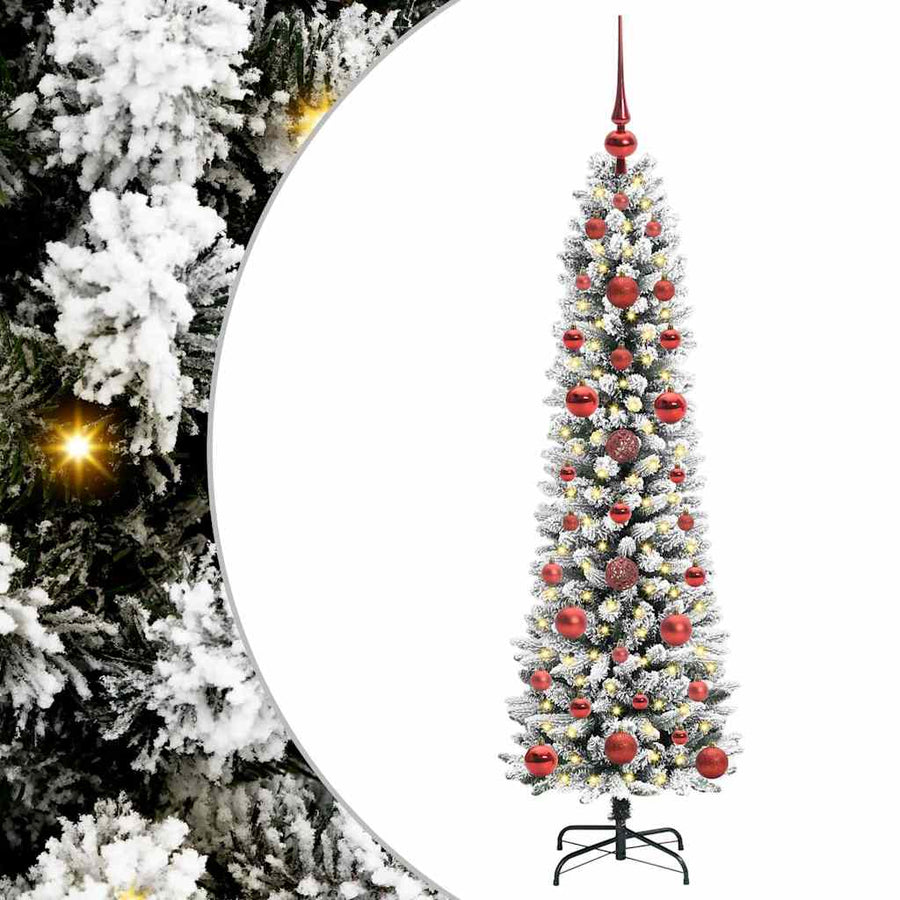 Kunstkerstboom Groen en wit 120 cm PVC en Metaal en Plastic