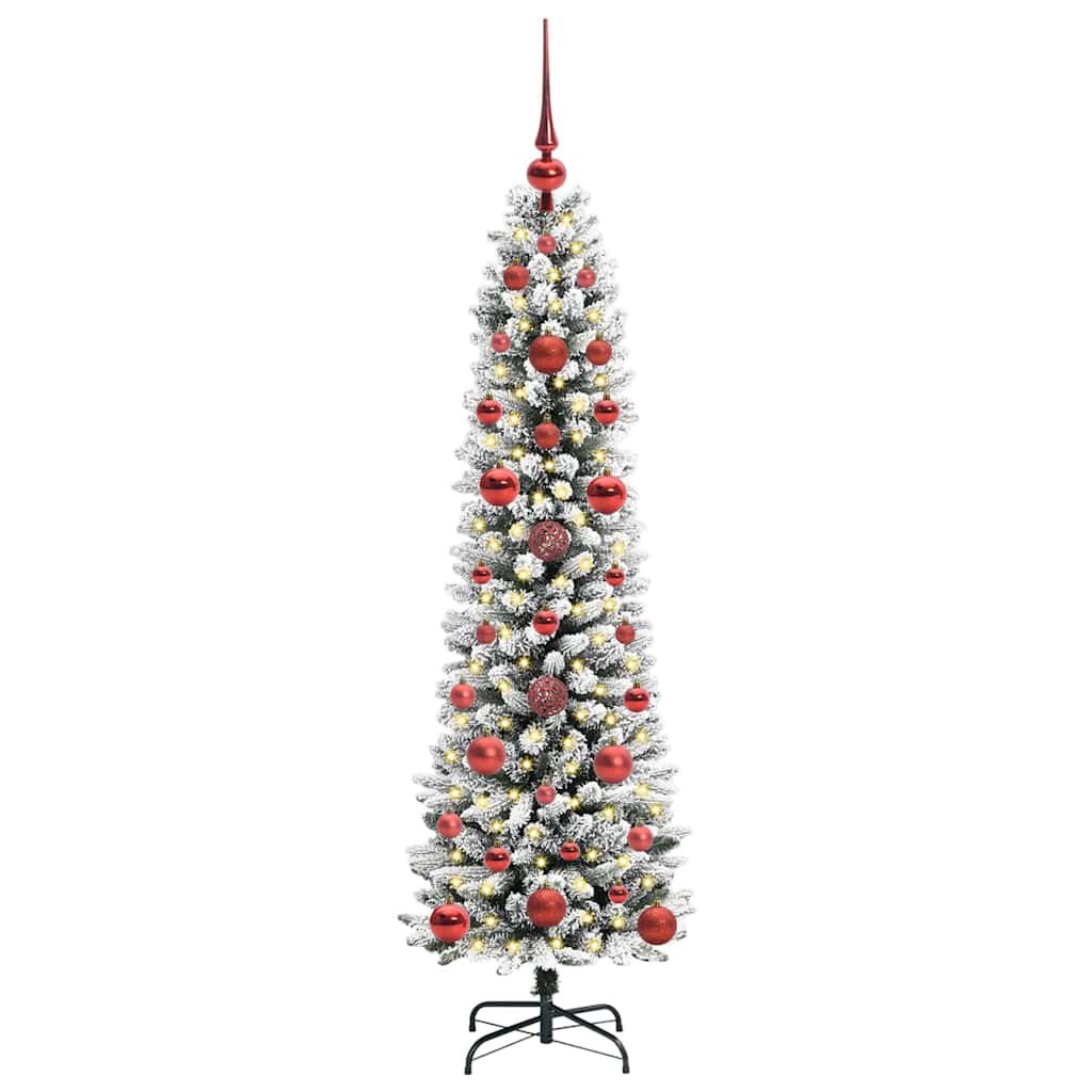 Kunstkerstboom Groen en wit 120 cm PVC en Metaal en Plastic
