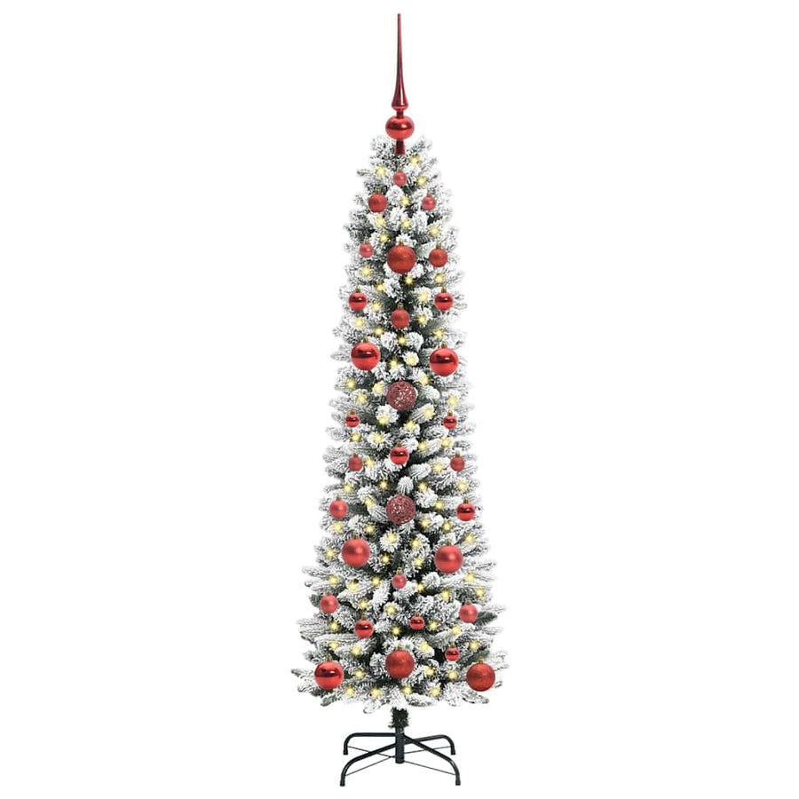Kunstkerstboom Groen en wit 120 cm PVC en Metaal en Plastic