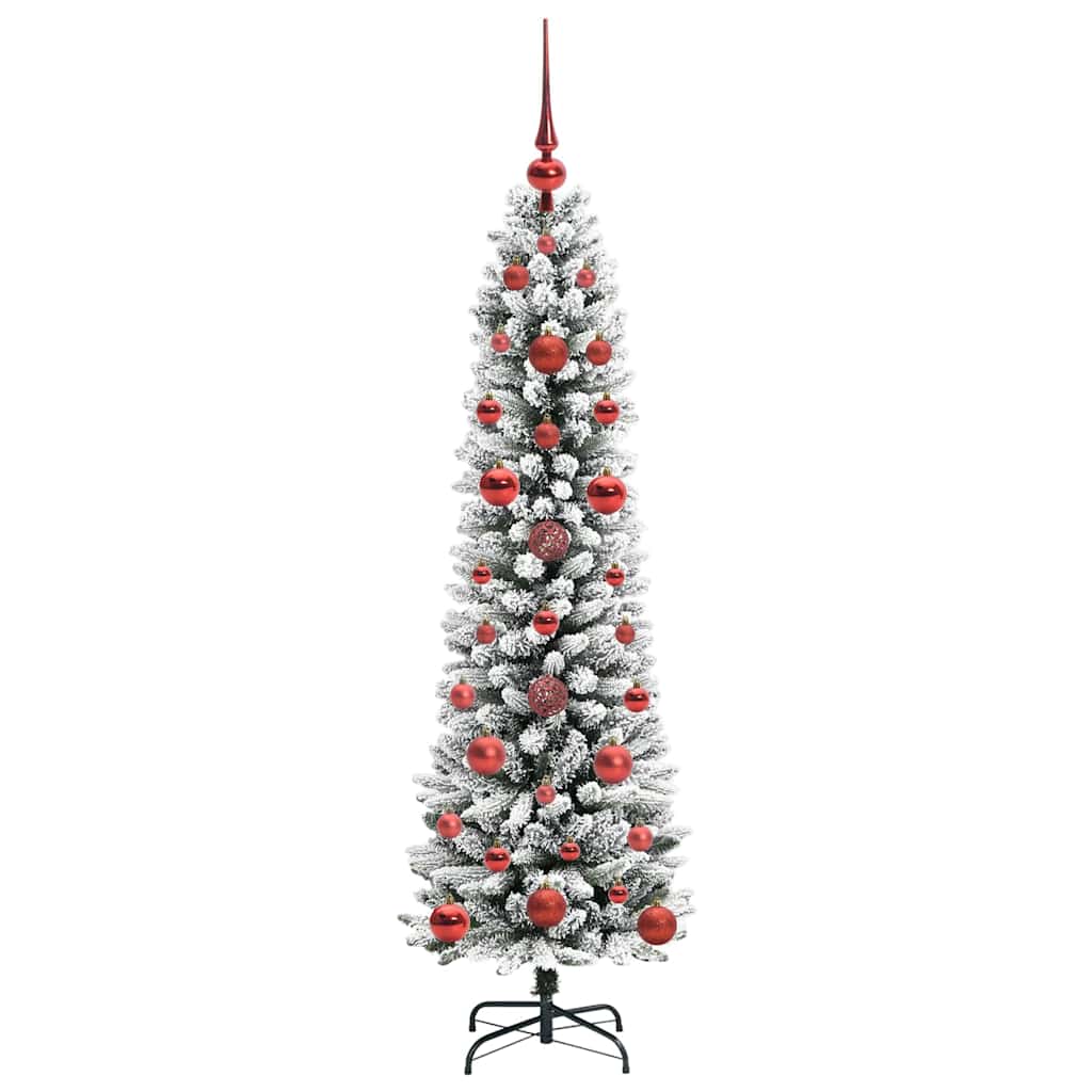 Kunstkerstboom Groen en wit 120 cm PVC en Metaal en Plastic