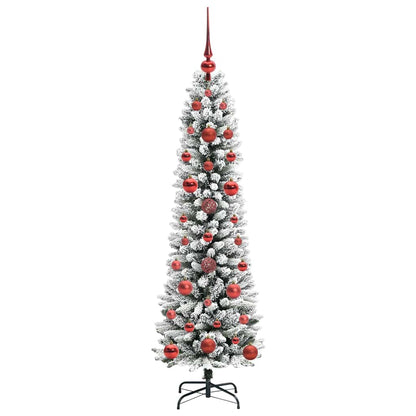 Kunstkerstboom Groen en wit 120 cm PVC en Metaal en Plastic