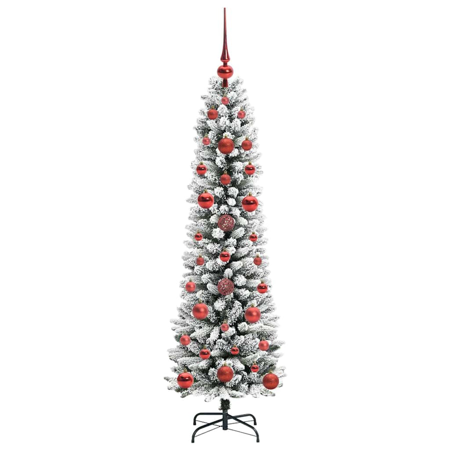 Kunstkerstboom Groen en wit 120 cm PVC en Metaal en Plastic
