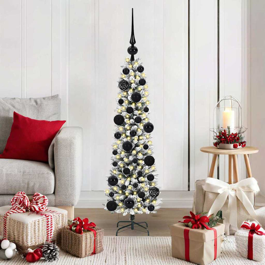 Kunstkerstboom Groen en wit 120 cm PVC en Metaal en Plastic