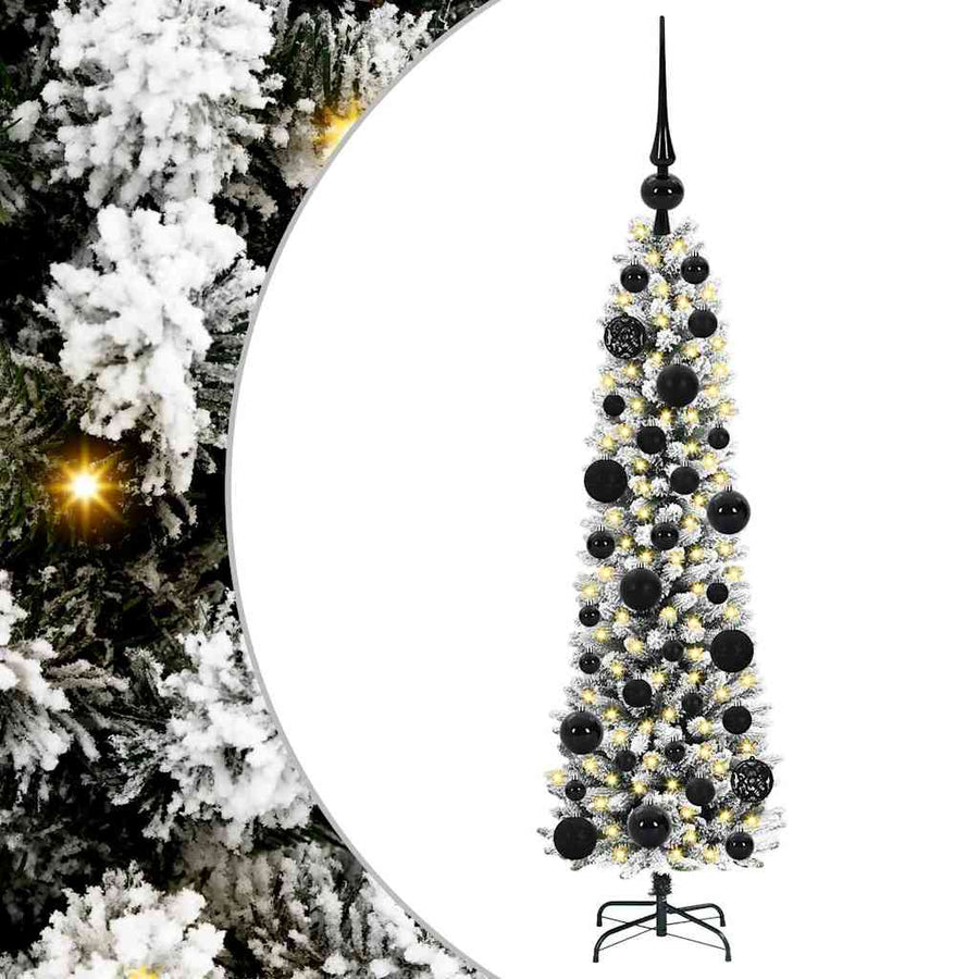 Kunstkerstboom Groen en wit 120 cm PVC en Metaal en Plastic