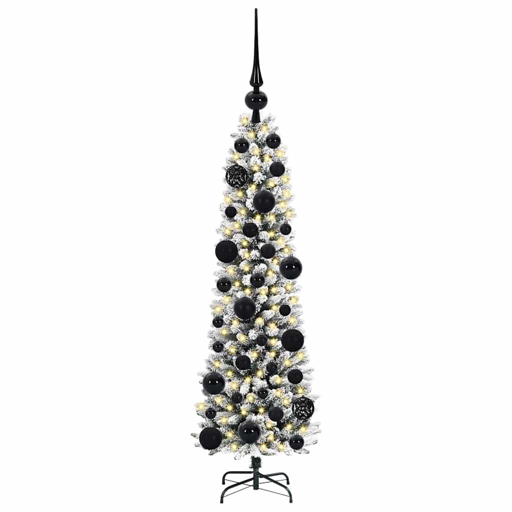 Kunstkerstboom Groen en wit 120 cm PVC en Metaal en Plastic
