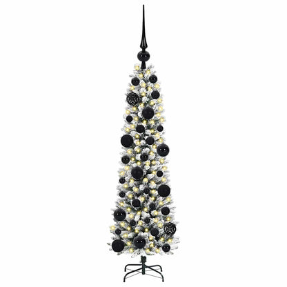 Kunstkerstboom Groen en wit 120 cm PVC en Metaal en Plastic