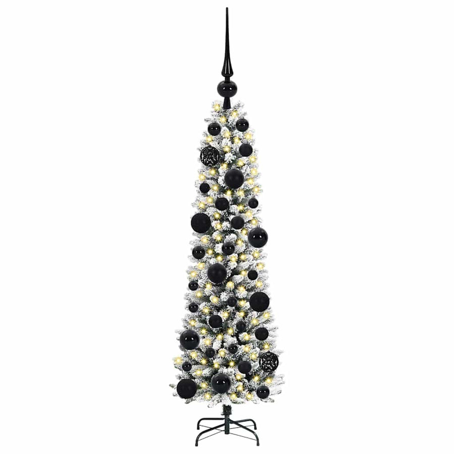 Kunstkerstboom Groen en wit 120 cm PVC en Metaal en Plastic