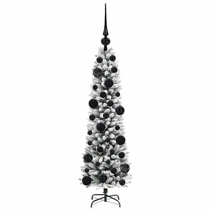 Kunstkerstboom Groen en wit 120 cm PVC en Metaal en Plastic