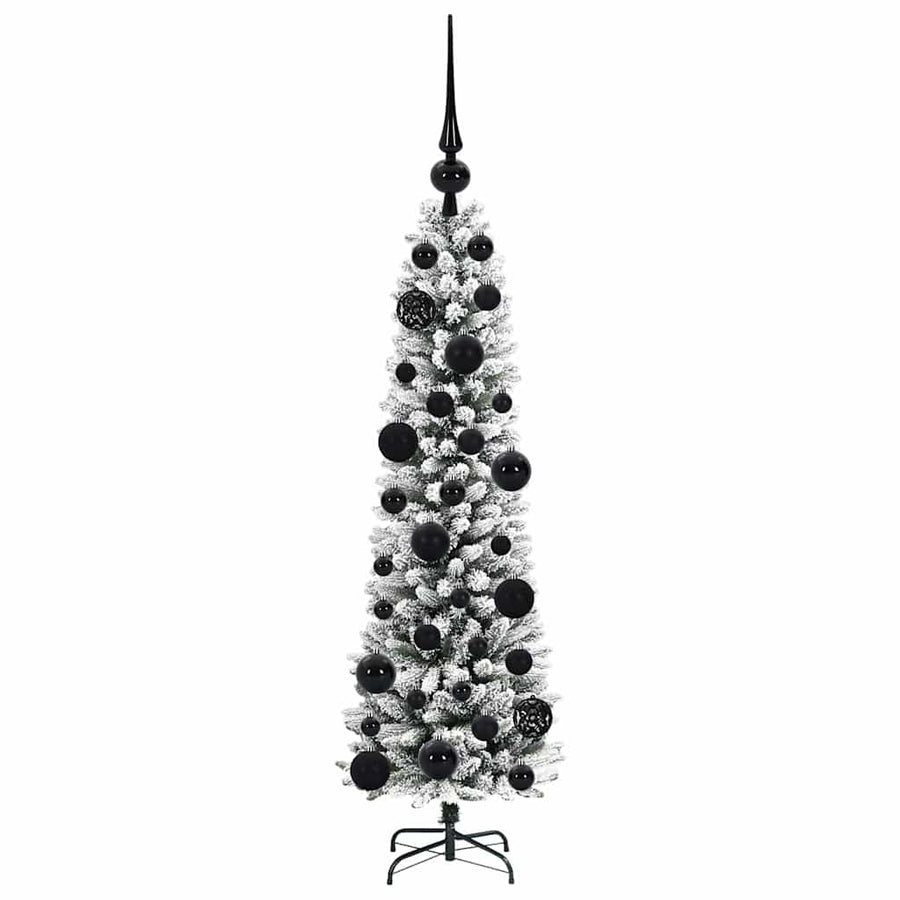 Kunstkerstboom Groen en wit 120 cm PVC en Metaal en Plastic
