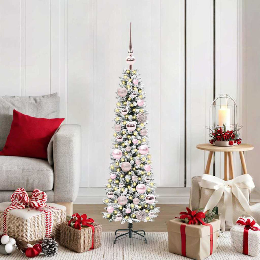 Kunstkerstboom Groen en wit 120 cm PVC en Metaal en Plastic