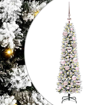 Kunstkerstboom Groen en wit 120 cm PVC en Metaal en Plastic
