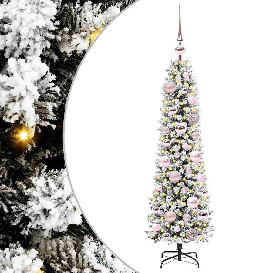 Kunstkerstboom Groen en wit 120 cm PVC en Metaal en Plastic
