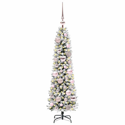 Kunstkerstboom Groen en wit 120 cm PVC en Metaal en Plastic
