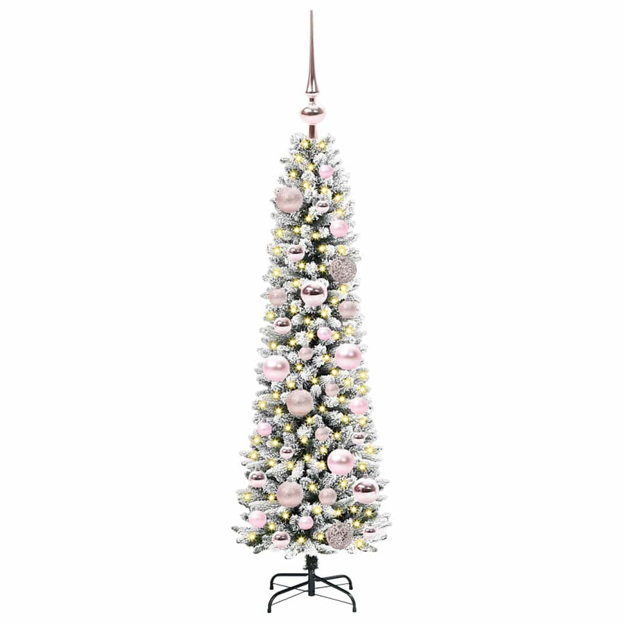 Kunstkerstboom Groen en wit 120 cm PVC en Metaal en Plastic