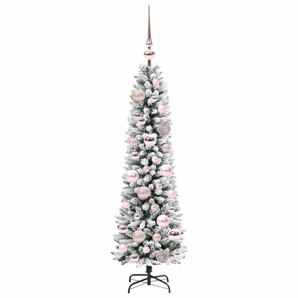 Kunstkerstboom Groen en wit 120 cm PVC en Metaal en Plastic