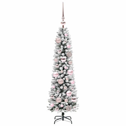 Kunstkerstboom Groen en wit 120 cm PVC en Metaal en Plastic