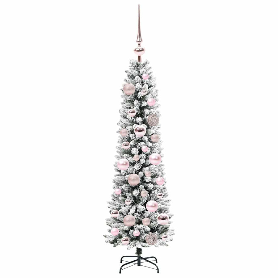 Kunstkerstboom Groen en wit 120 cm PVC en Metaal en Plastic