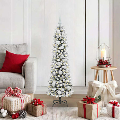 Kunstkerstboom Groen en wit 120 cm PVC en Metaal en Plastic