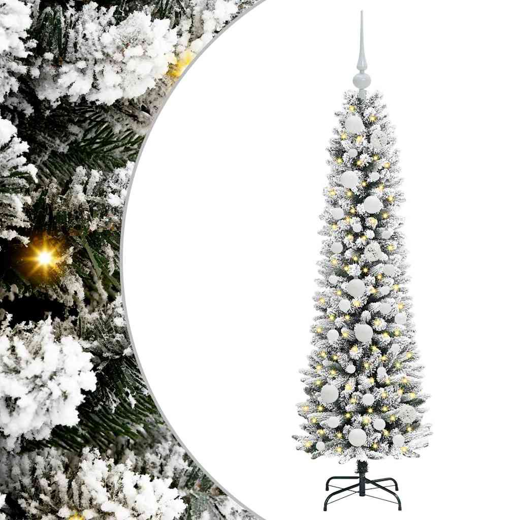 Kunstkerstboom Groen en wit 120 cm PVC en Metaal en Plastic