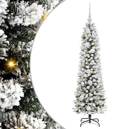 Kunstkerstboom Groen en wit 120 cm PVC en Metaal en Plastic