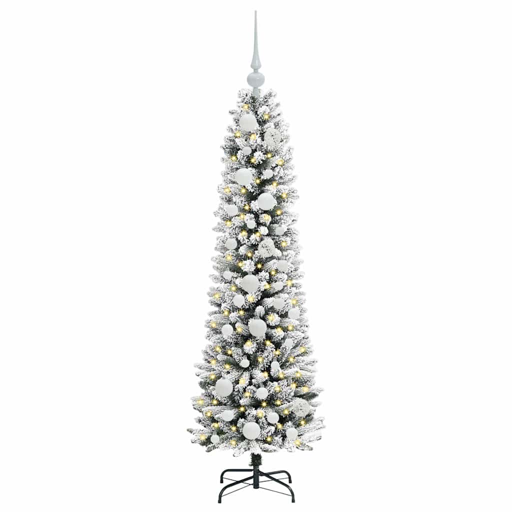 Kunstkerstboom Groen en wit 120 cm PVC en Metaal en Plastic