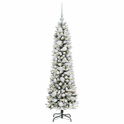 Kunstkerstboom Groen en wit 120 cm PVC en Metaal en Plastic