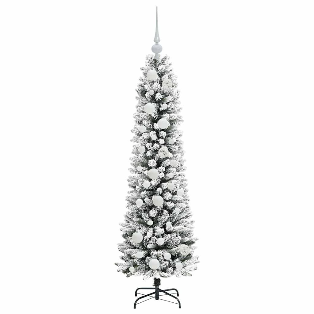 Kunstkerstboom Groen en wit 120 cm PVC en Metaal en Plastic