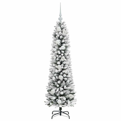 Kunstkerstboom Groen en wit 120 cm PVC en Metaal en Plastic
