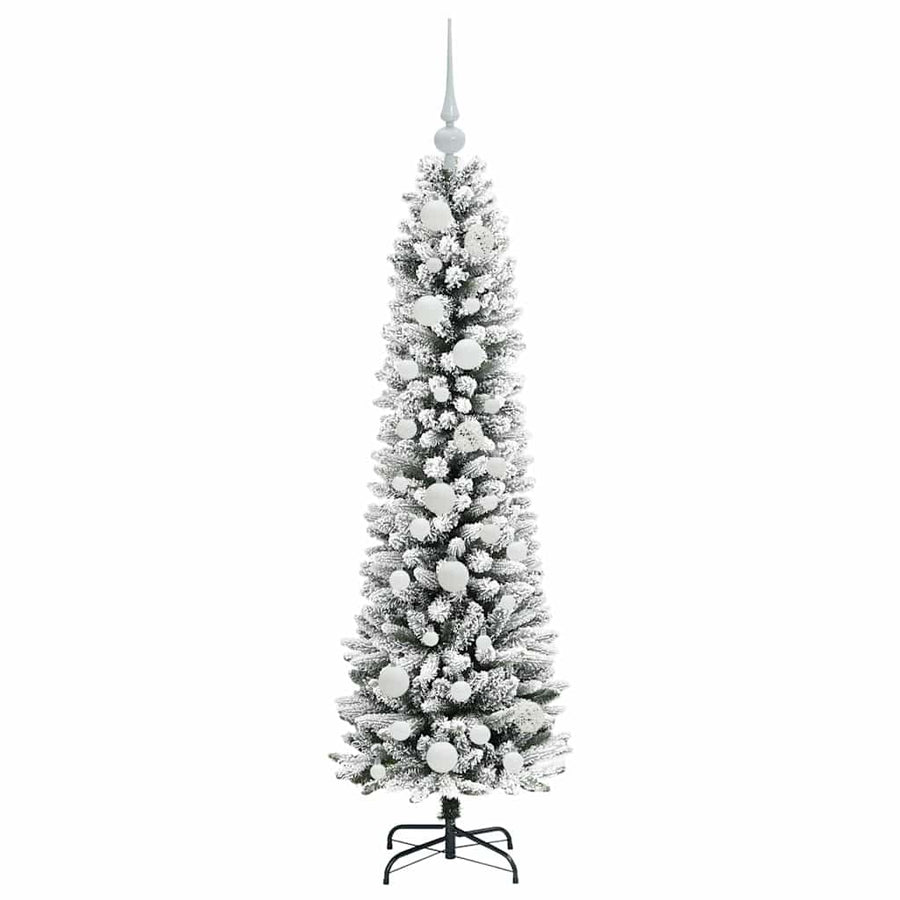 Kunstkerstboom Groen en wit 120 cm PVC en Metaal en Plastic