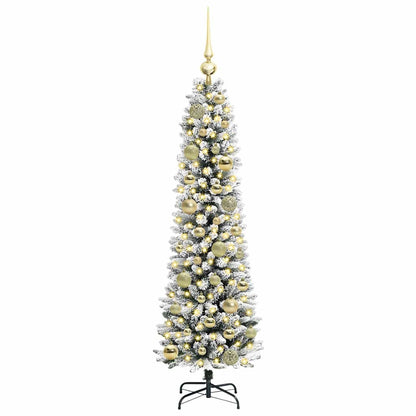 Kunstkerstboom Groen en wit 120 cm PVC en Metaal en Plastic