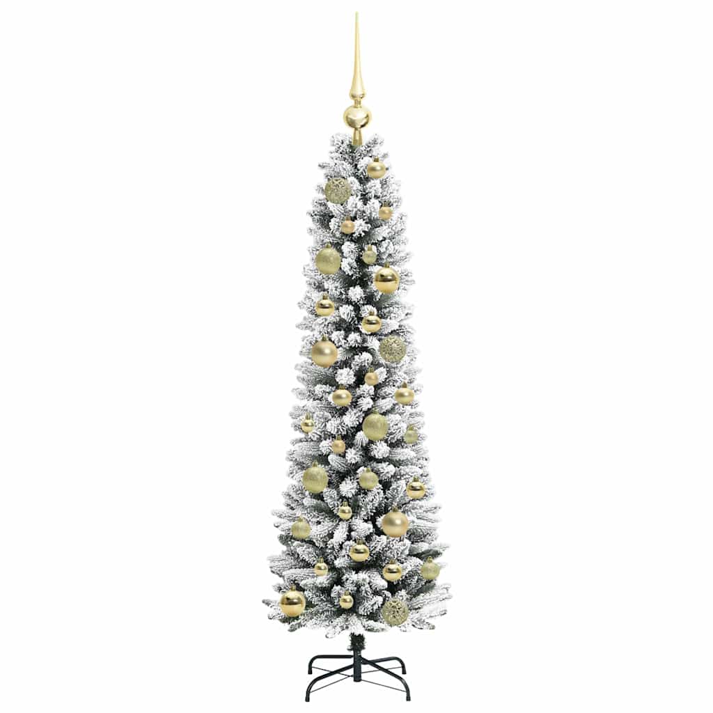 Kunstkerstboom Groen en wit 120 cm PVC en Metaal en Plastic