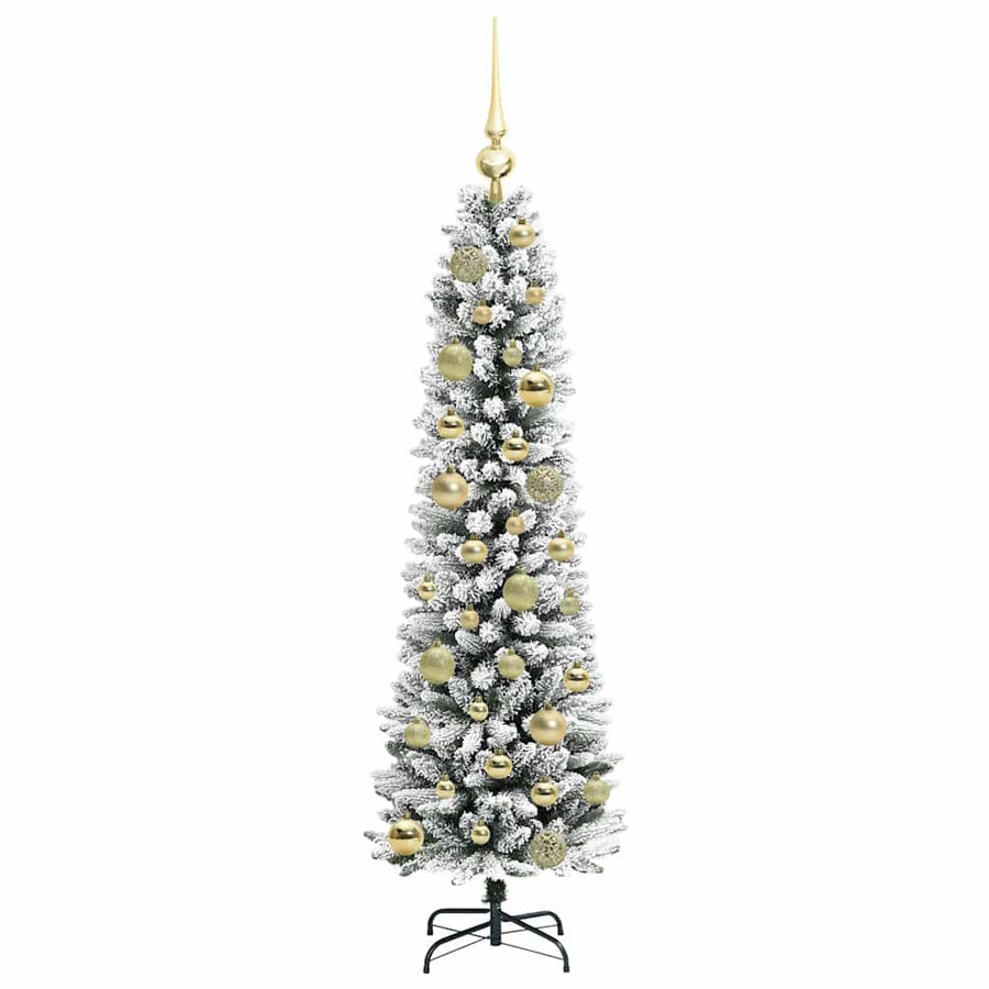 Kunstkerstboom Groen en wit 120 cm PVC en Metaal en Plastic