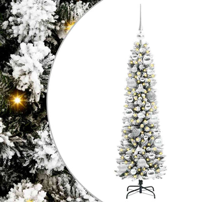 Kunstkerstboom Groen en wit 120 cm PVC en Metaal en Plastic