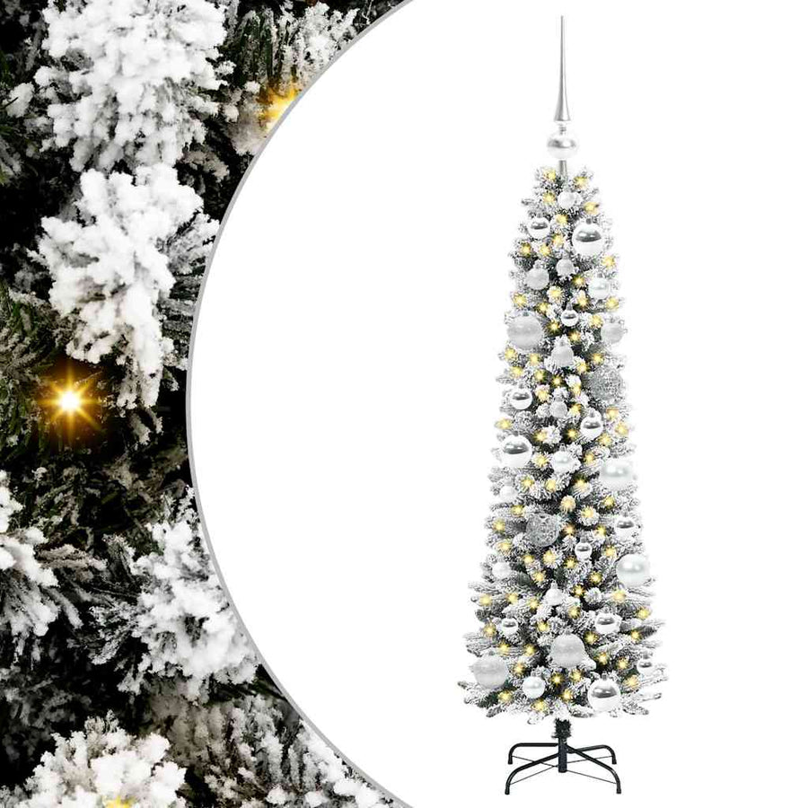 Kunstkerstboom Groen en wit 120 cm PVC en Metaal en Plastic