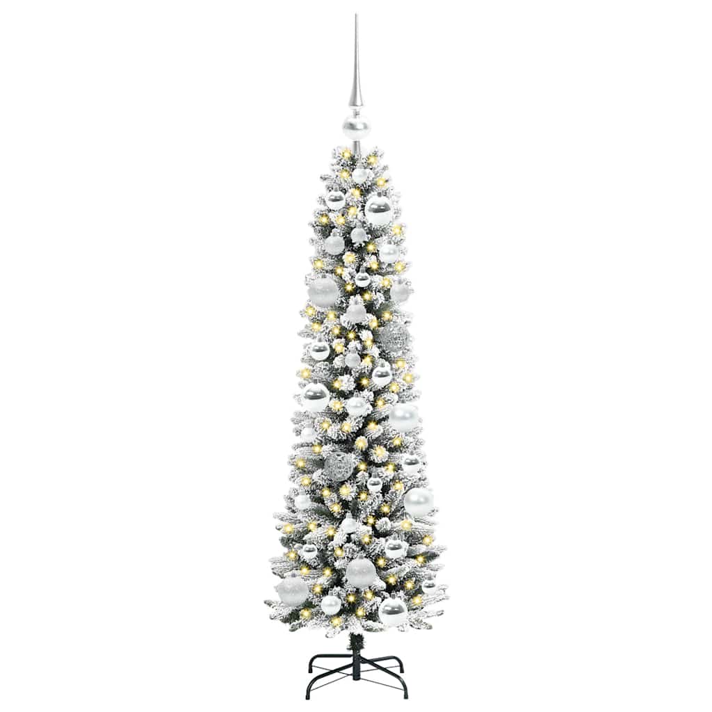 Kunstkerstboom Groen en wit 120 cm PVC en Metaal en Plastic