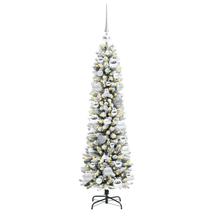 Kunstkerstboom Groen en wit 120 cm PVC en Metaal en Plastic