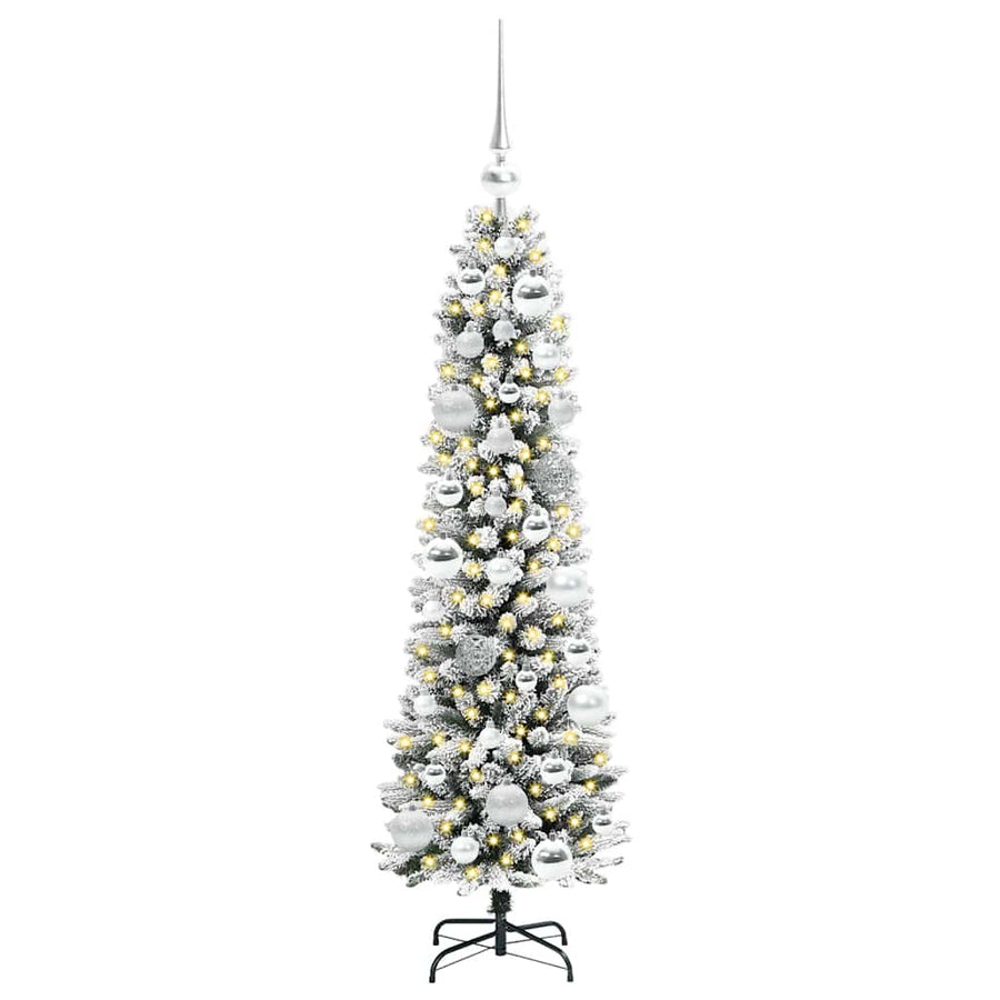 Kunstkerstboom Groen en wit 120 cm PVC en Metaal en Plastic