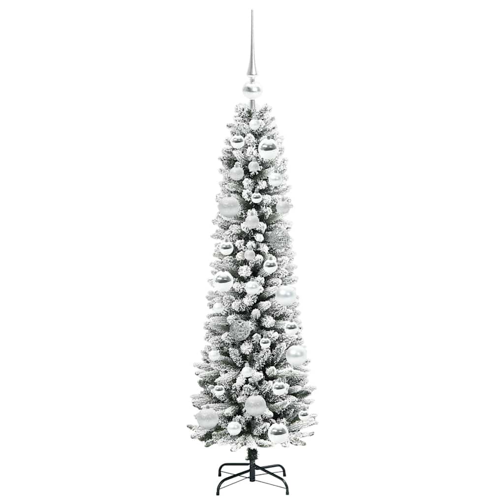 Kunstkerstboom Groen en wit 120 cm PVC en Metaal en Plastic